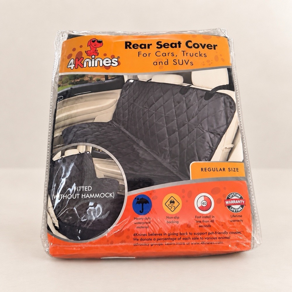 4Knines Dog Rear Waterproof Seat Cover - No Hammock (Black)